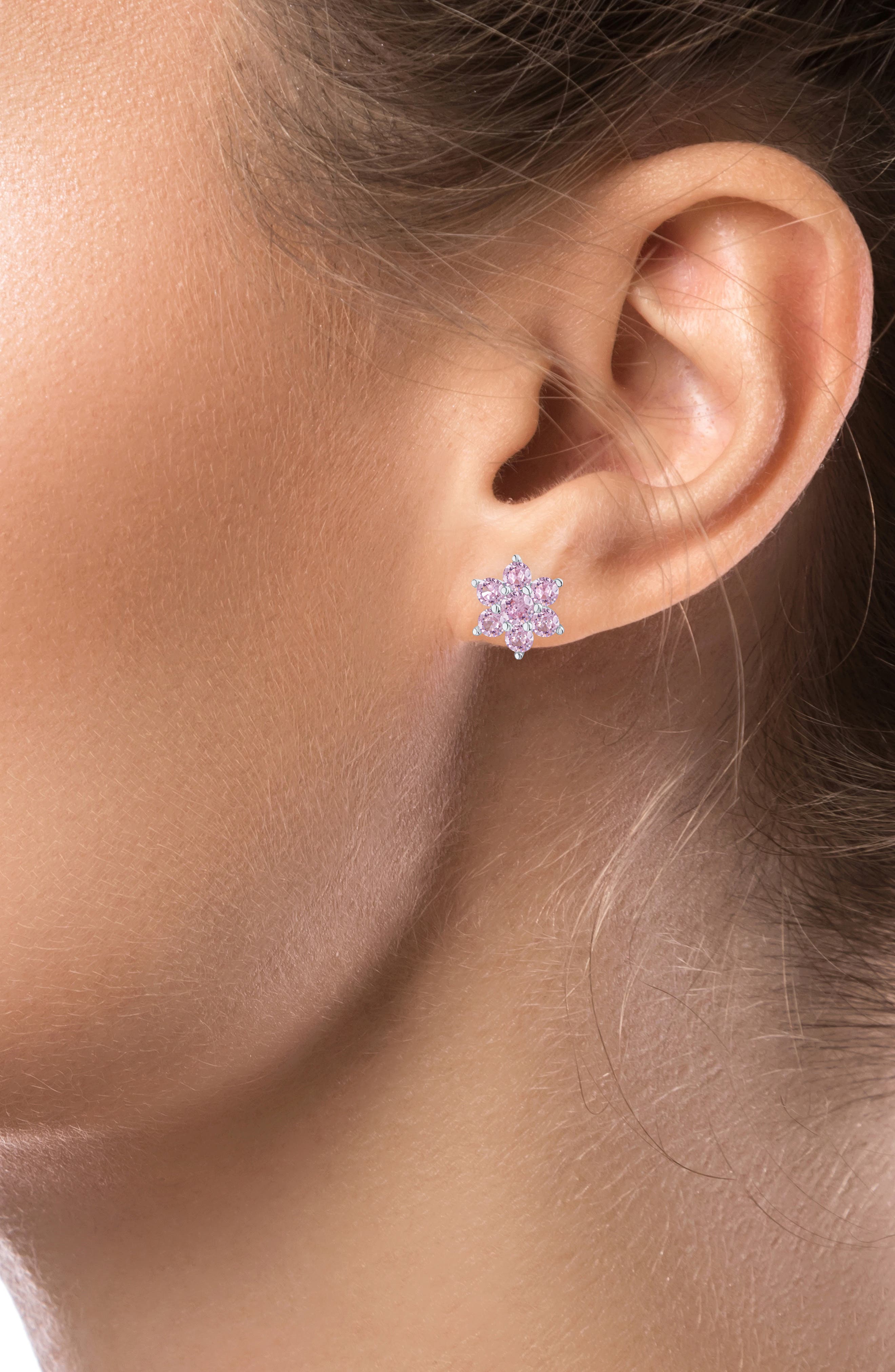 CZ by Kenneth Jay Lane Round Cubic Zirconia Flower Stud Earrings