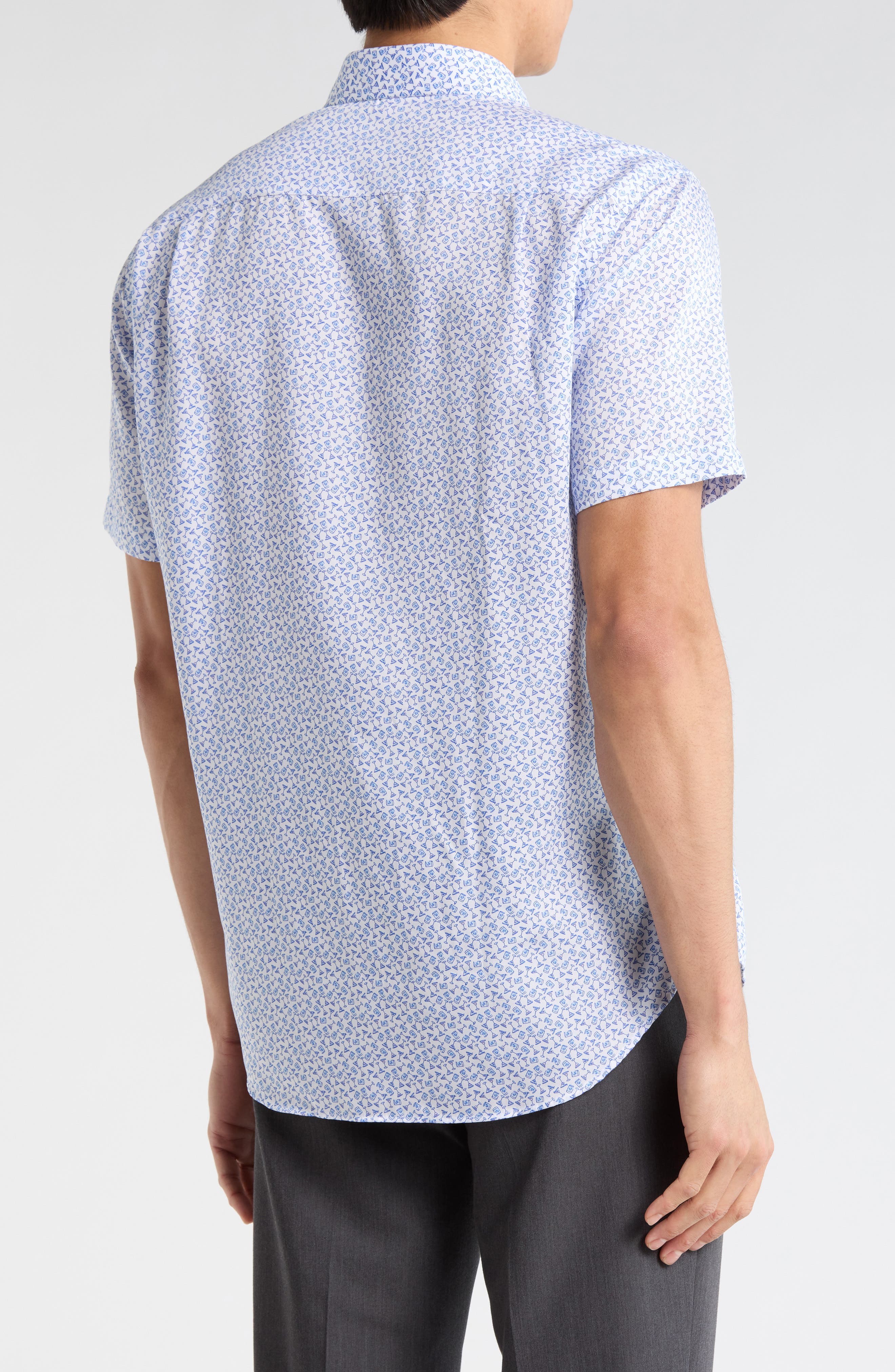 David Donahue Neat Print Short Sleeve Shirt