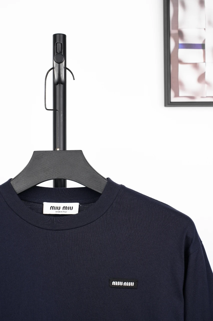 Miu Miu Navy Stripe Layered Look Long Sleeve Sweatshirt product photo from LabelPicks