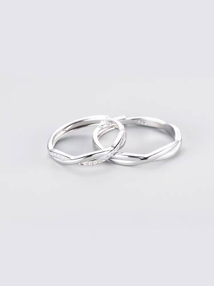 Fashion personality open knitted pair ring light luxury exquisite handmade customization