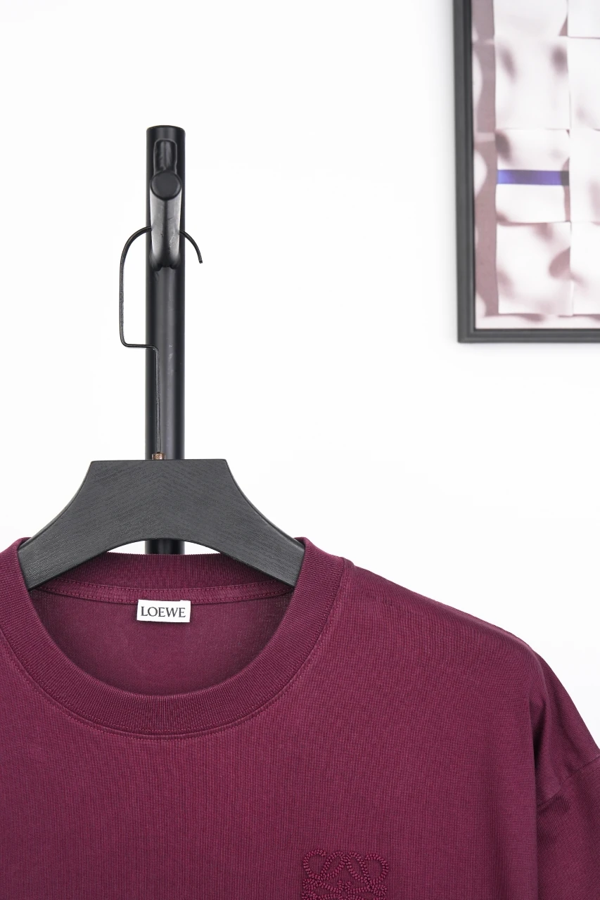 LOEWE Burgundy Pocket T-Shirt with Tonal Anagram product photo from LabelPicks