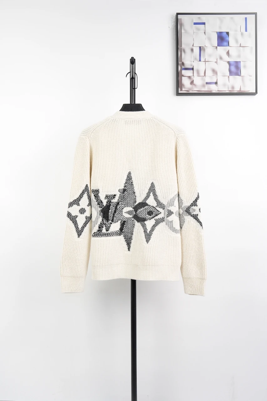 Louis Vuitton Off White Overlap Monogram Jacquard Cardigan Jacket product photo from LabelPicks