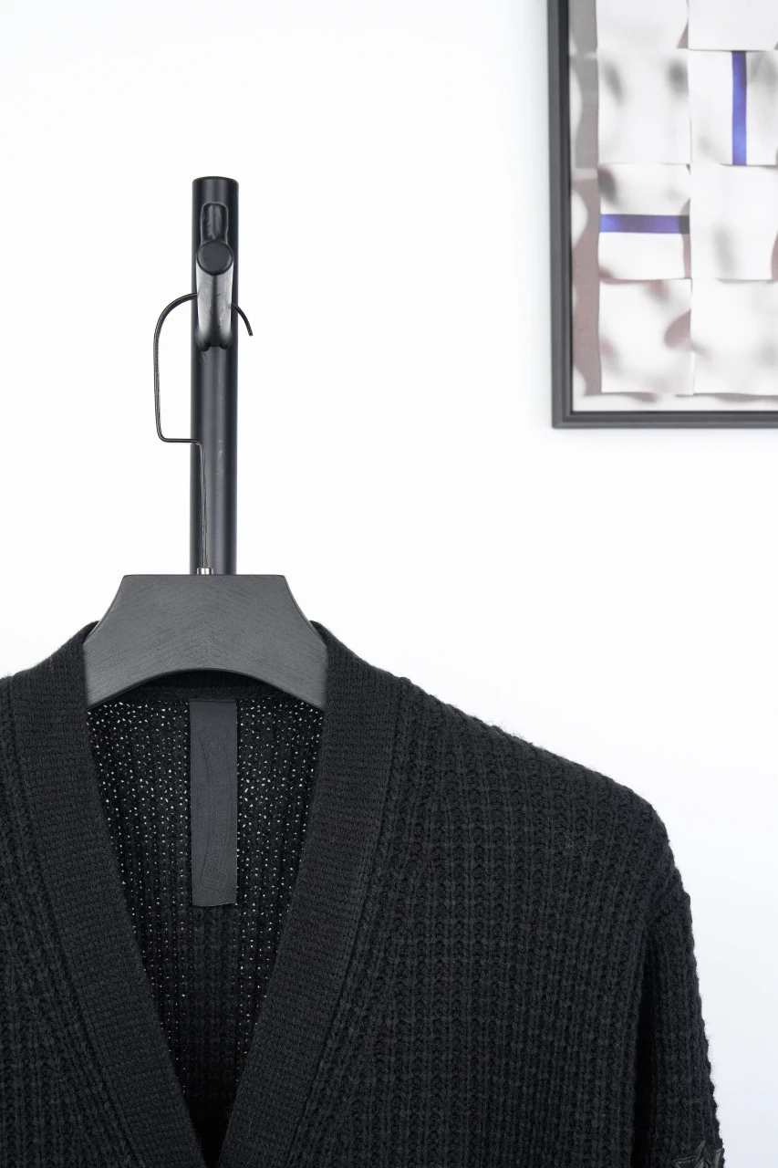 Chrome Hearts Black Waffle Cashmere Blend Cardigan product photo from LabelPicks