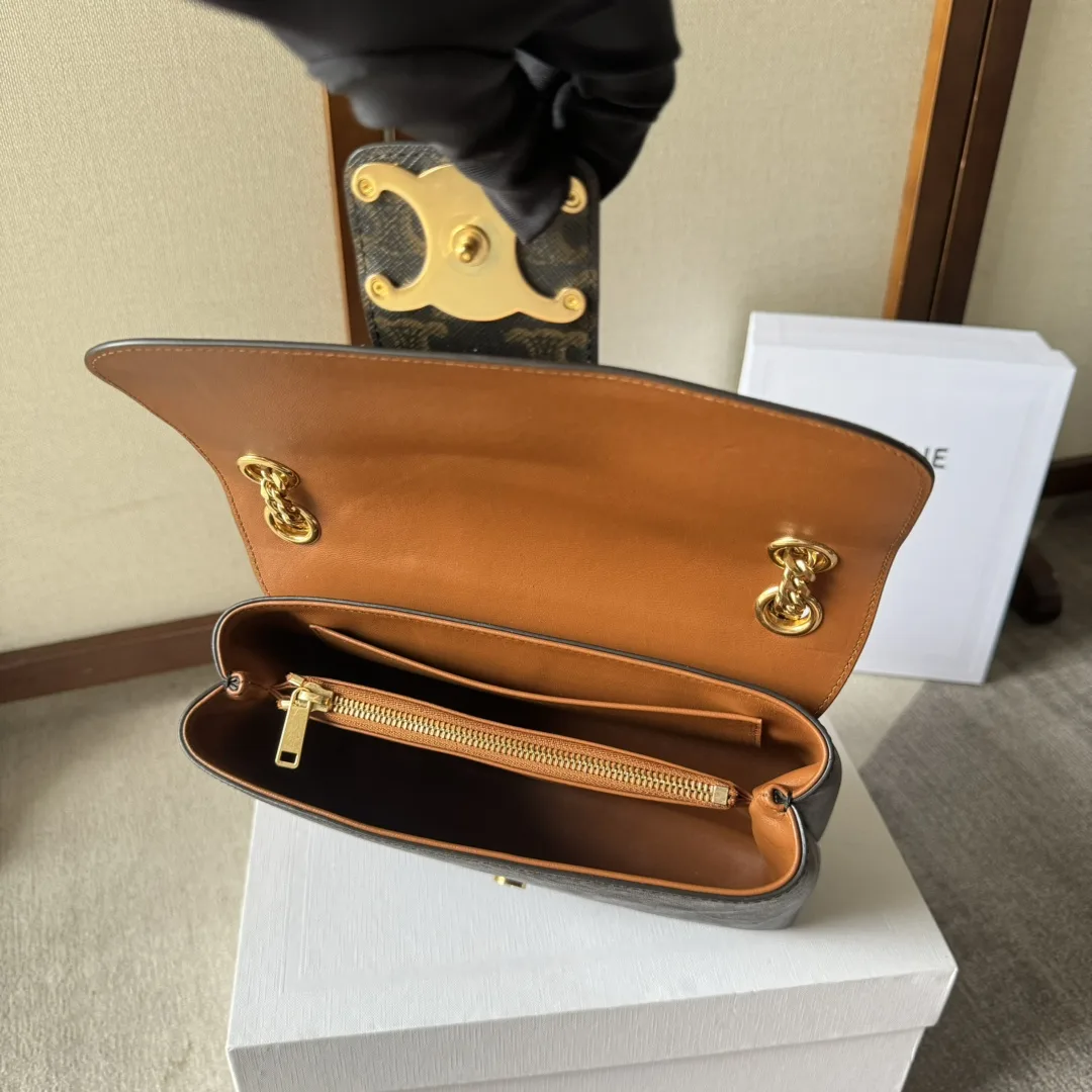 Celine Triomphe Silver Grained Leather Crossbody Bag product photo from LabelPicks