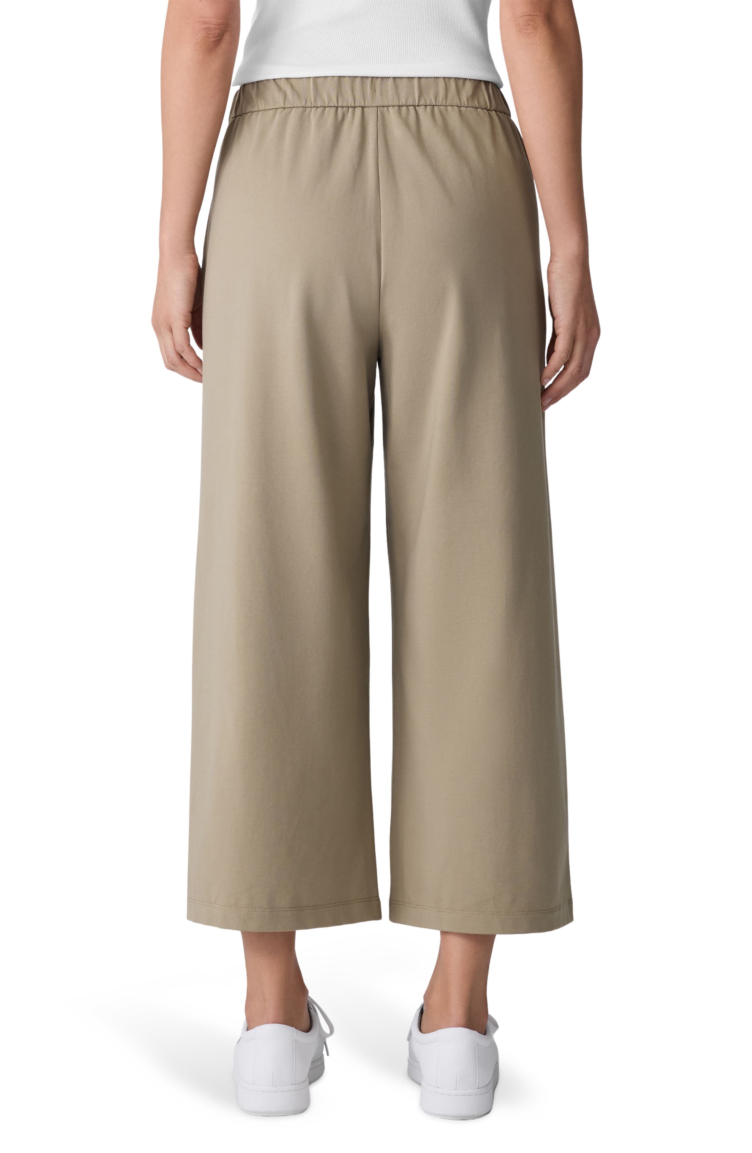 Eileen Fisher Stretch Organic Cotton Crop Wide Leg Pants