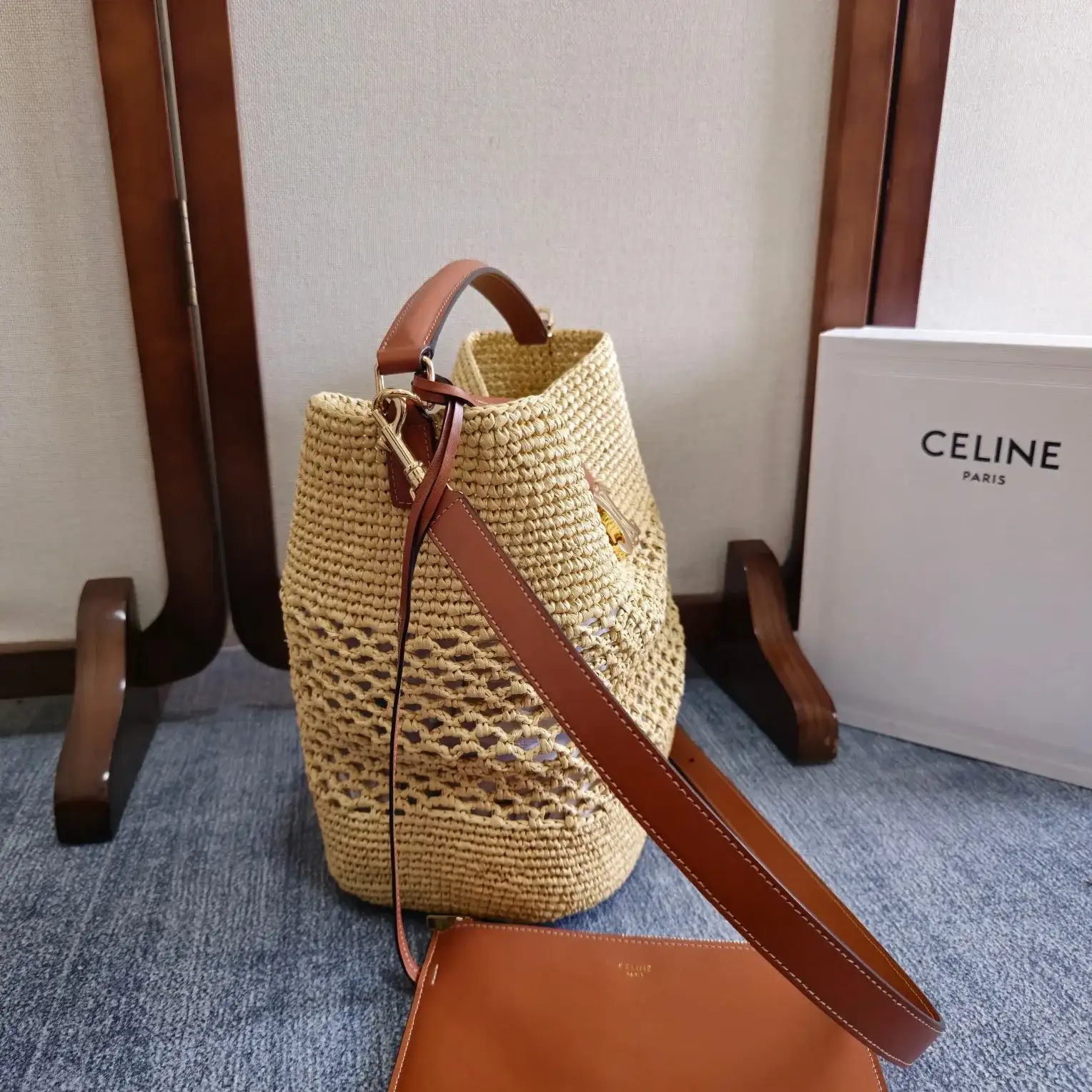 Celine Straw Woven Triomphe Bucket Bag product photo from LabelPicks