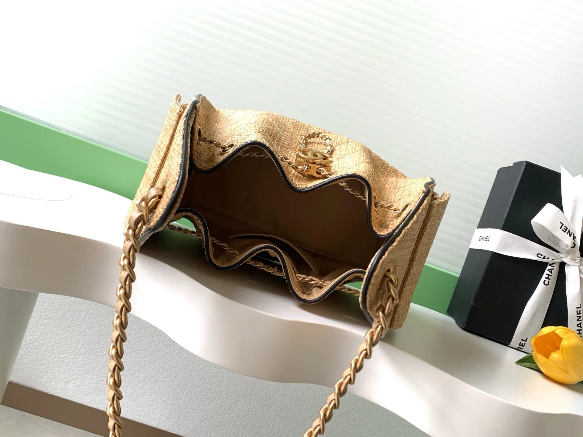 Chanel Black Straw Woven Bucket Bag product photo from LabelPicks