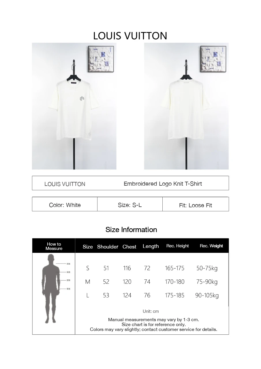 Louis Vuitton White Pin Letter Embroidered Knit T-Shirt product photo from LabelPicks