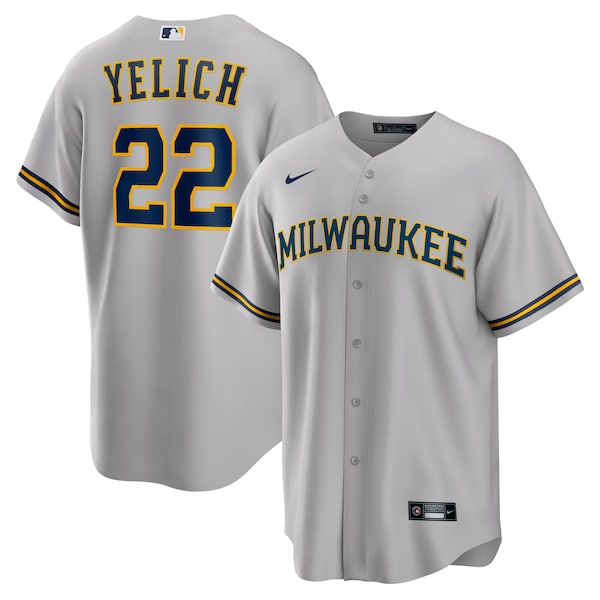 Christian Yelich Milwaukee Brewers Nike Alternate Replica Player Jersey - Gray/Cream/Navy/White
