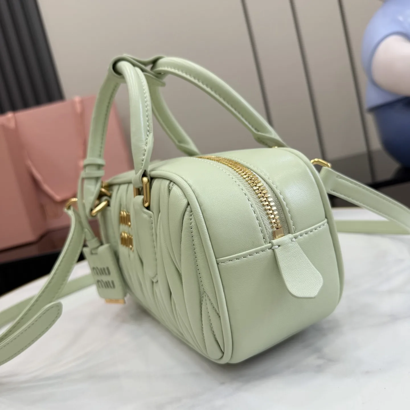 Miu Miu Matelasse Green Lambskin Top Handle Bag product photo from LabelPicks