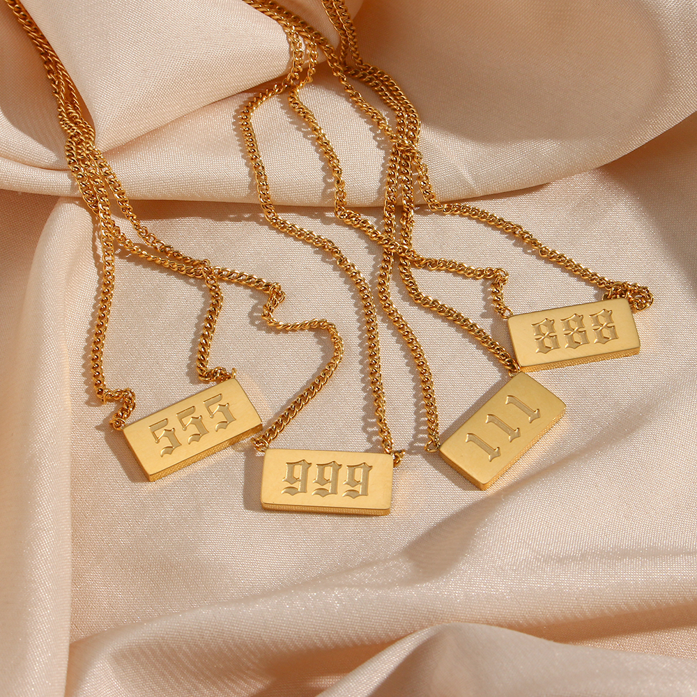 2022 New Square 666 Necklace 18k Gold