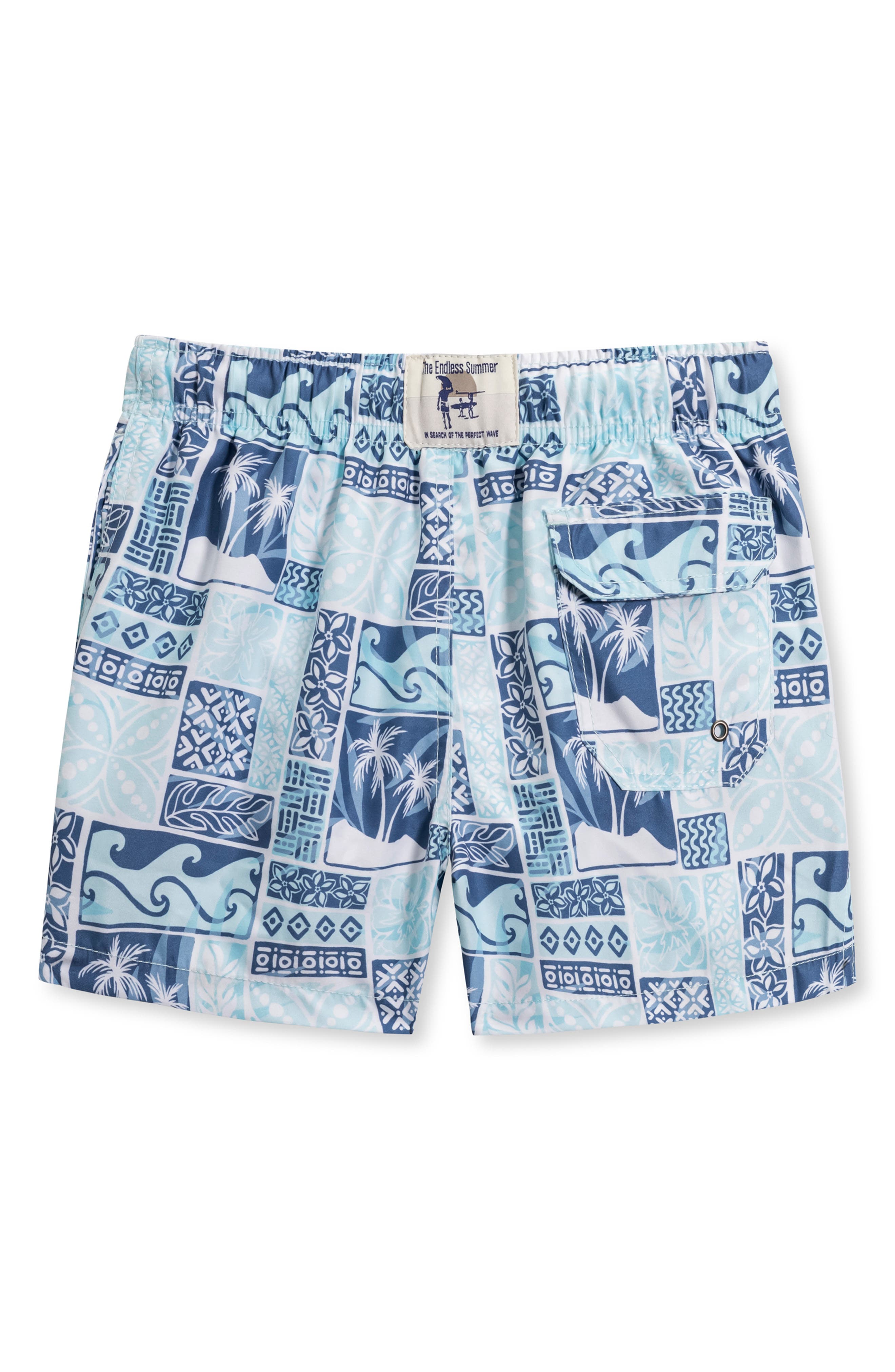 THE ENDLESS SUMMER Kids' Palm Print Swim Trunks