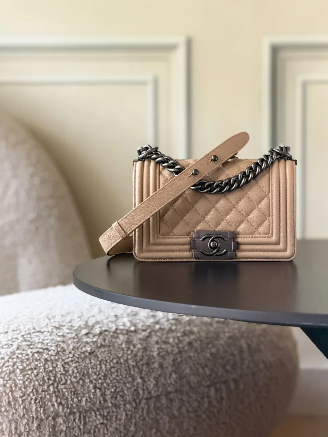 Chanel Beige Quilted Leather Crossbody Bag product photo from LabelPicks