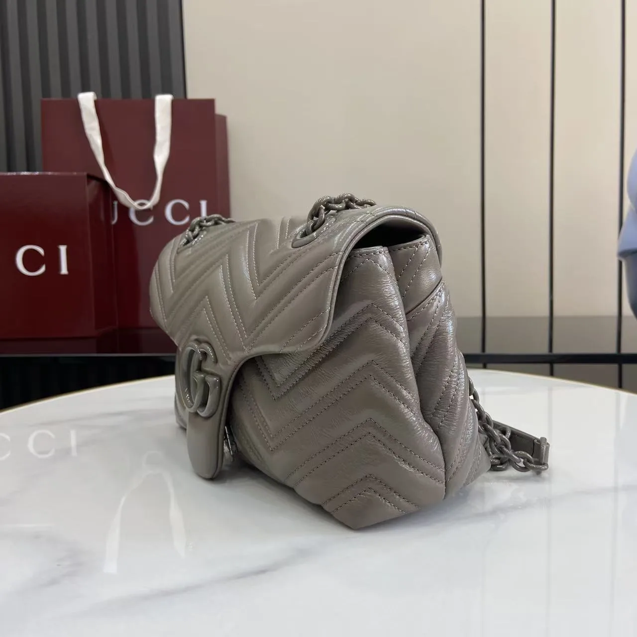 Gucci Grey Marmont GG Supreme Canvas Shoulder Bag product photo from LabelPicks