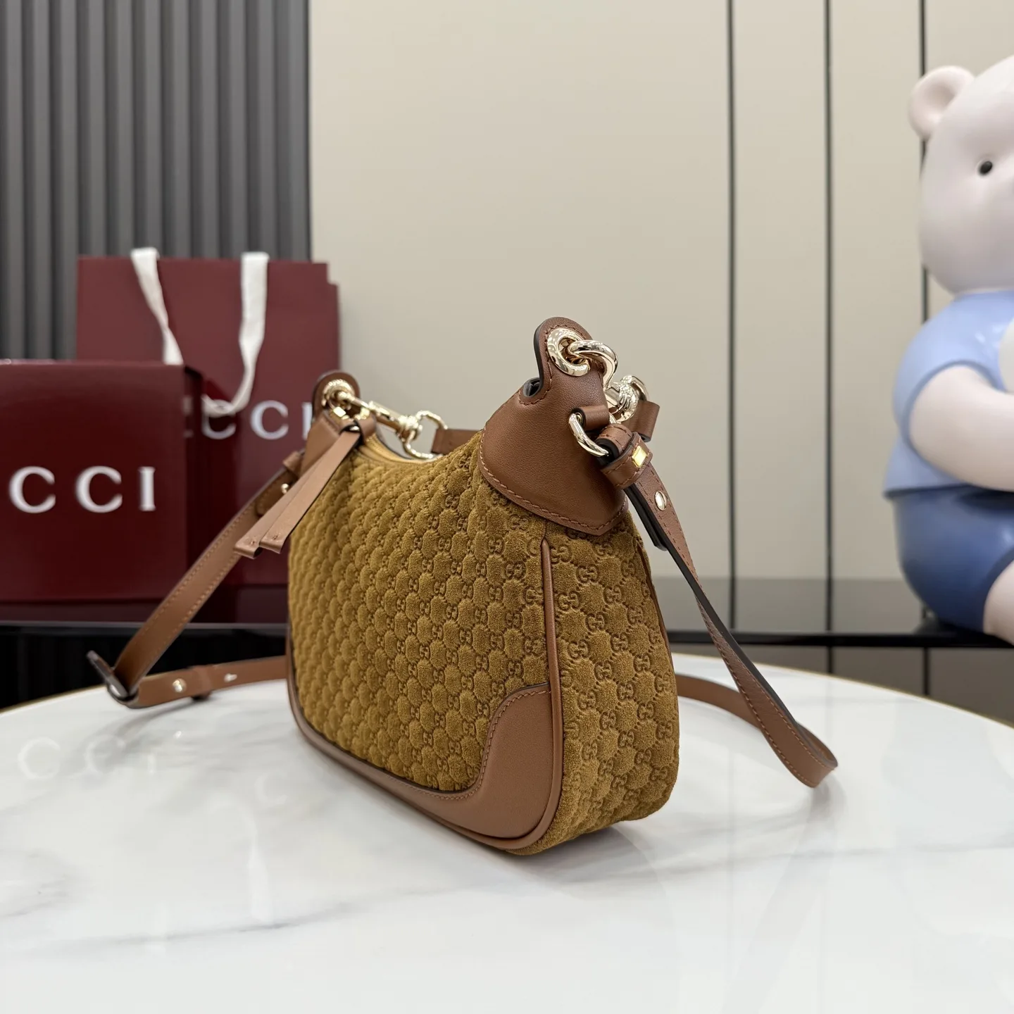 Gucci Suede Leather Crossbody Bag product photo from LabelPicks
