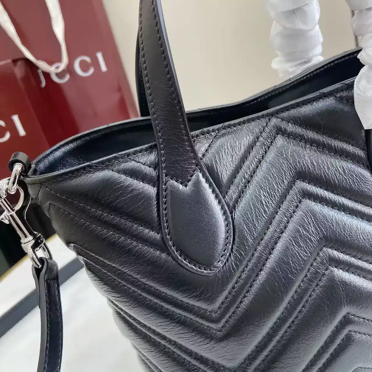 Gucci Black Marmont GG Supreme Canvas Tote Bag product photo from LabelPicks
