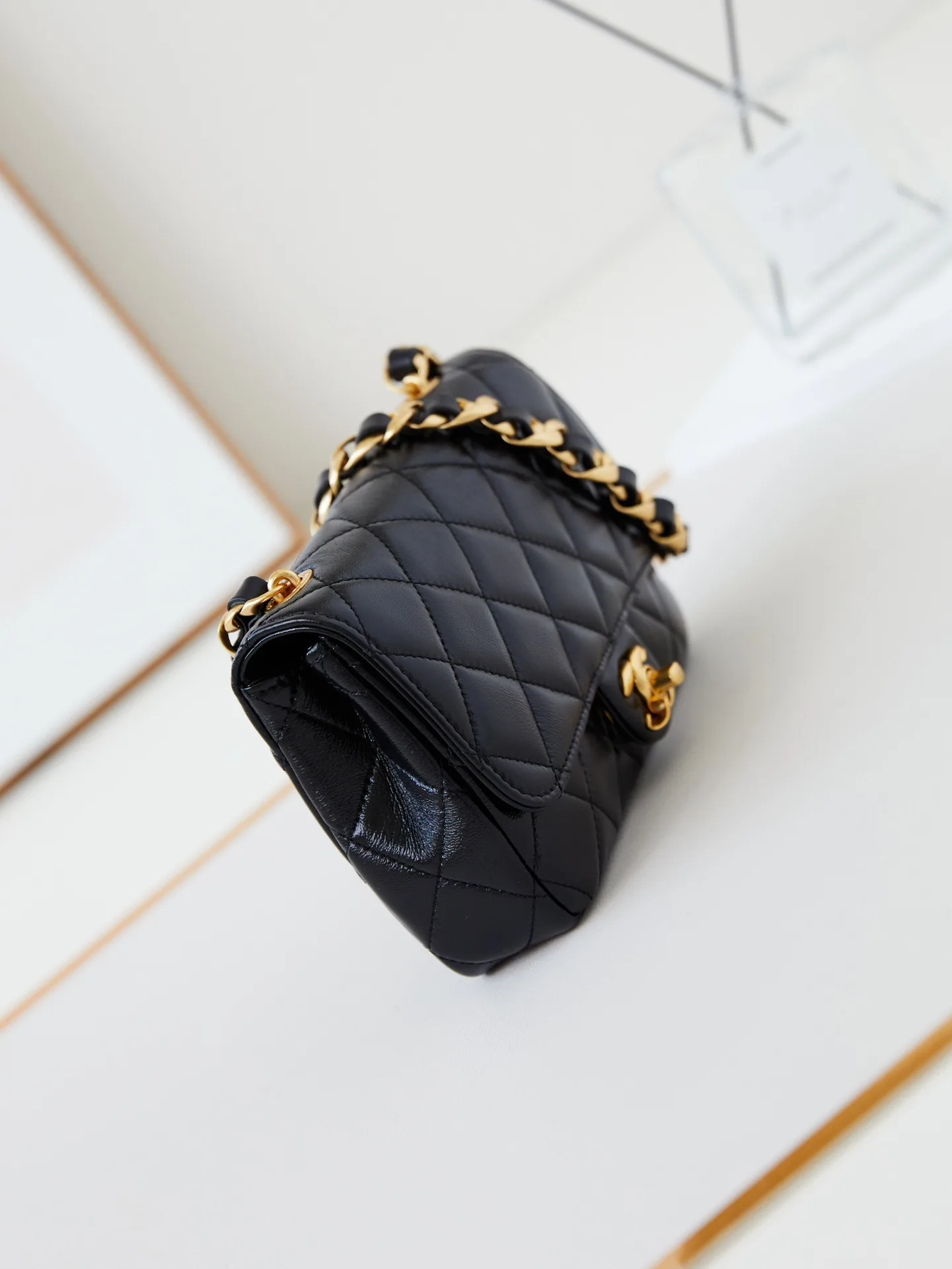 Chanel Classic Flap Black Woven Leather Shoulder Bag product photo from LabelPicks