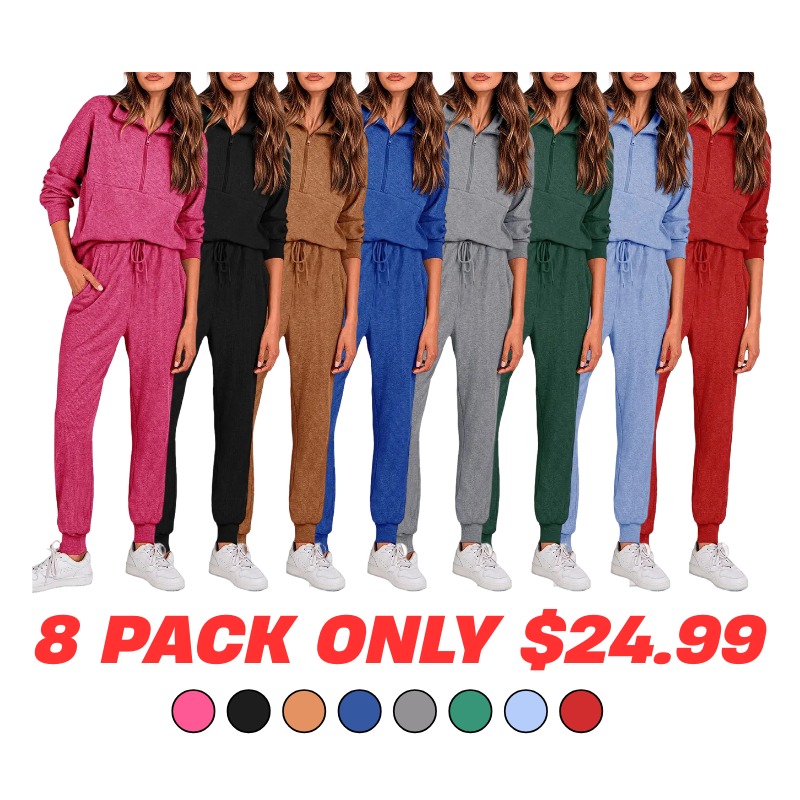 Women's 2-Piece Half Zip Sweatshirt & Jogger Set