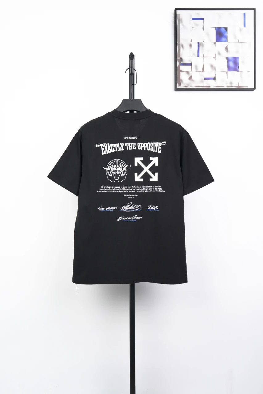 Off-White Black Blue White Embroidered OFF Globe Arrow T-Shirt product photo from LabelPicks