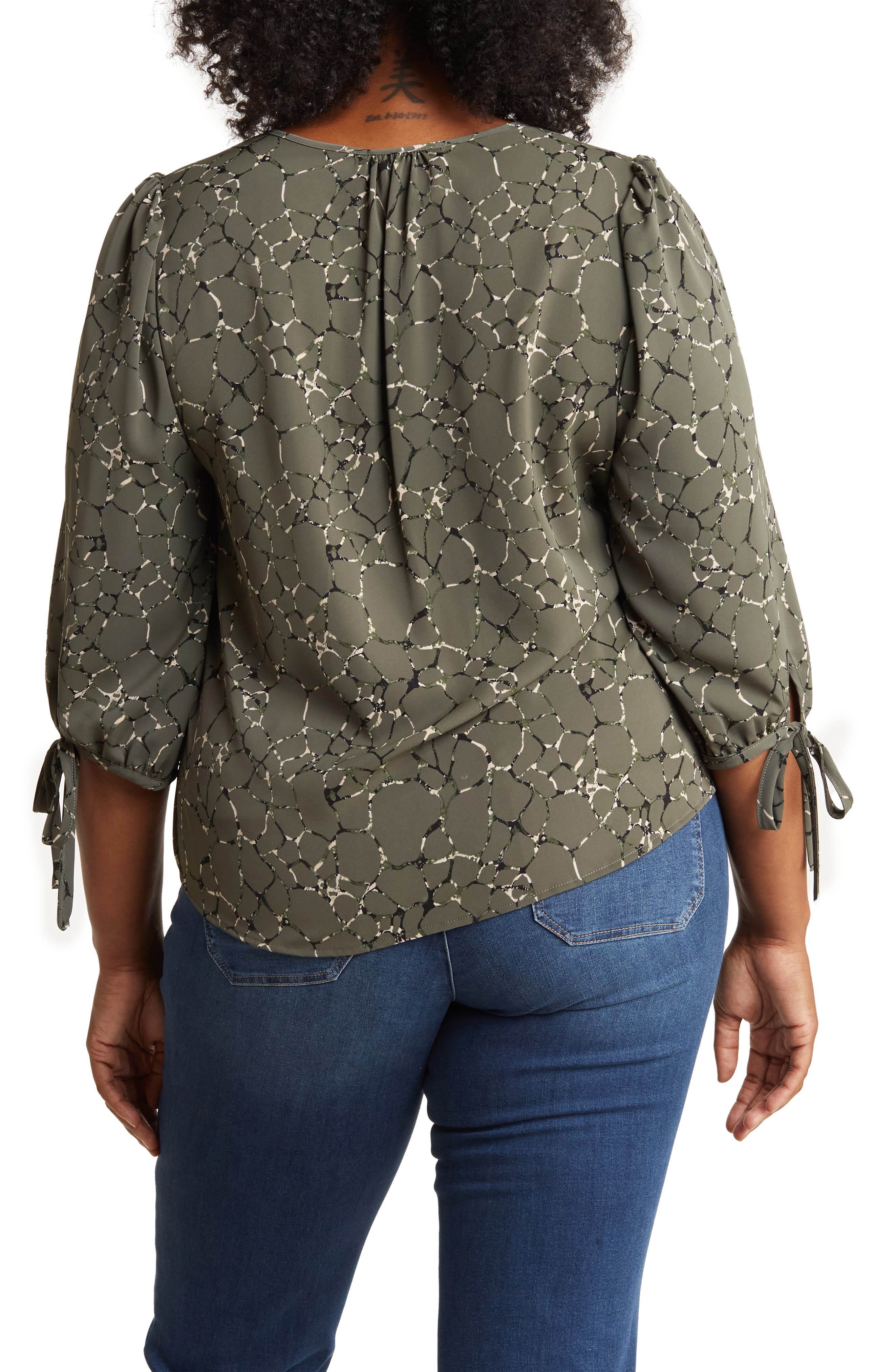 Renee C Abstract V-Neck Blouse