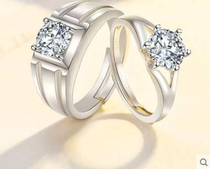 Couple ring Nuzhen diamond proposal opening man pair ring live mouth a pair of wedding gifts