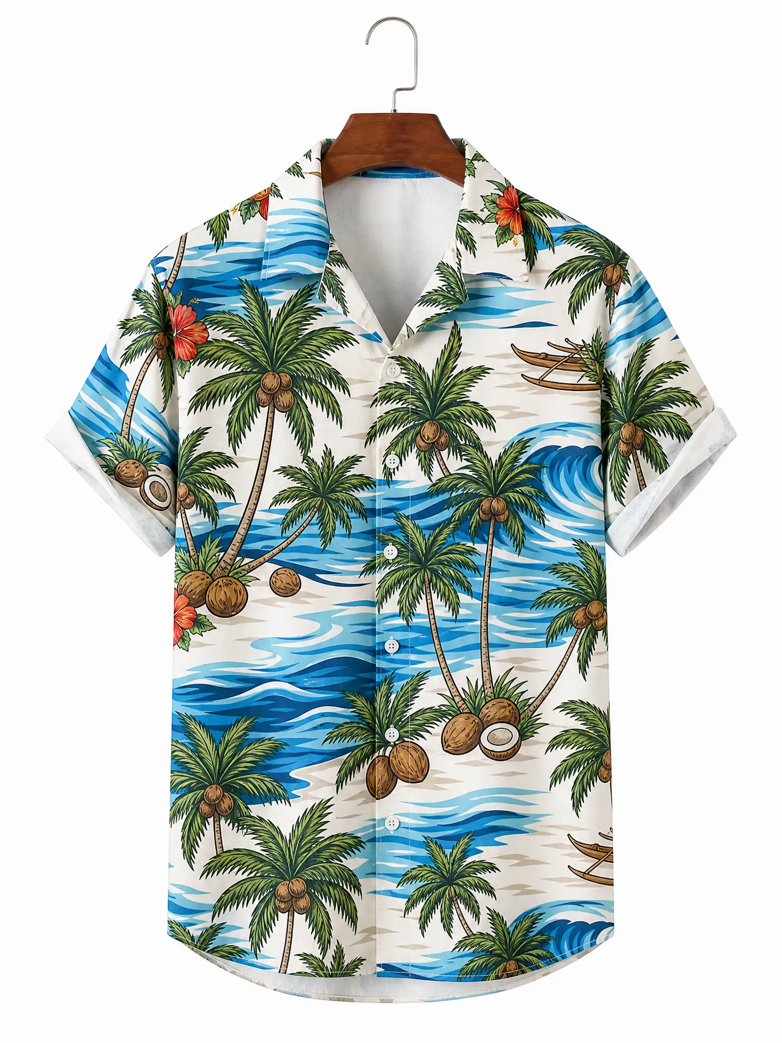 Men's printed shirts Coconut Palm Wave Hawaiian Shirt