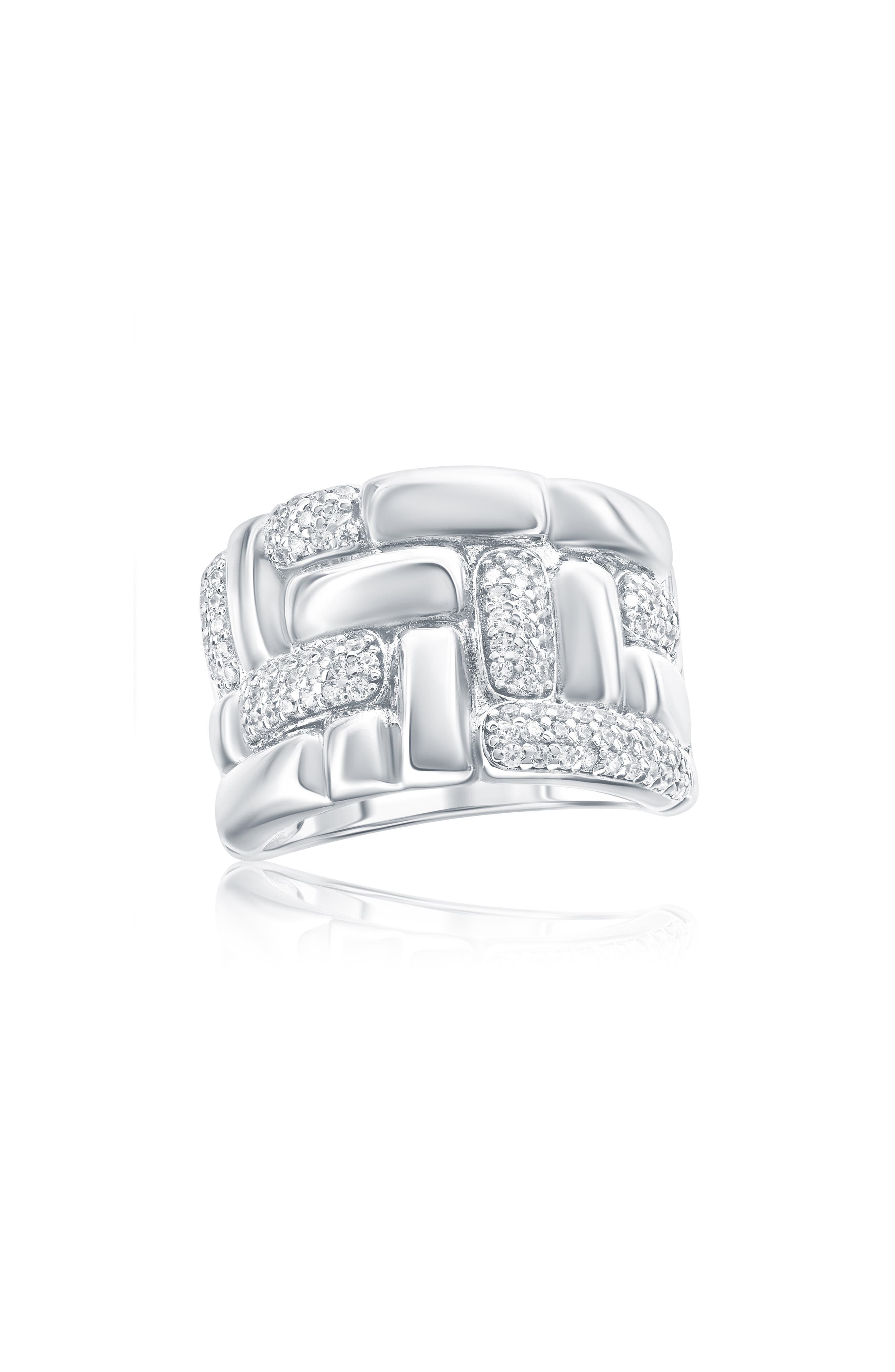 SUZY LEVIAN Cubic Zirconia Checkered Woven Band Ring