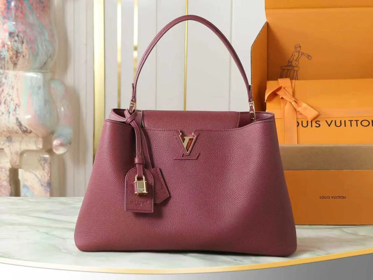 Louis Vuitton Burgundy Capucines Calfskin Top Handle Bag product photo from LabelPicks