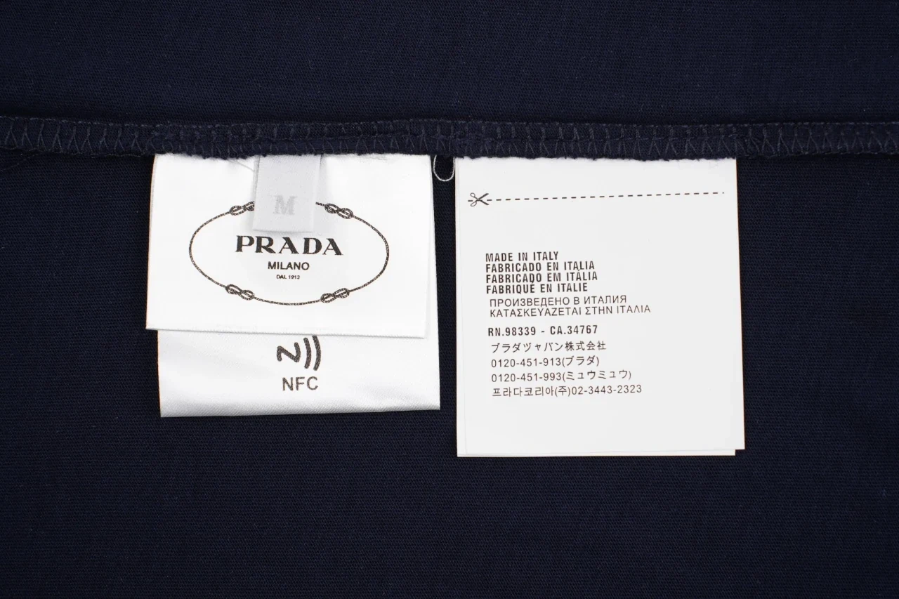Prada Navy Distressed Small Logo Pocket T-Shirt product photo from LabelPicks