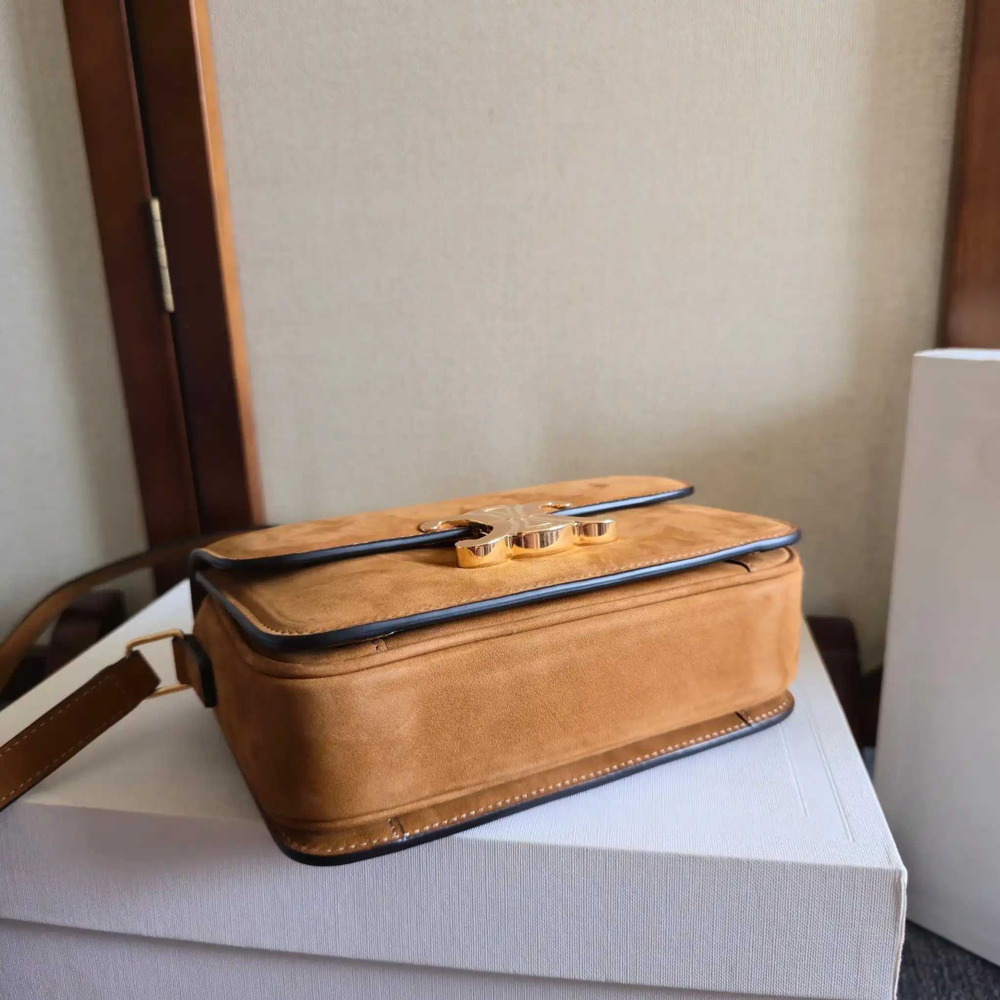 Celine Suede Leather Triomphe Crossbody Bag product photo from LabelPicks