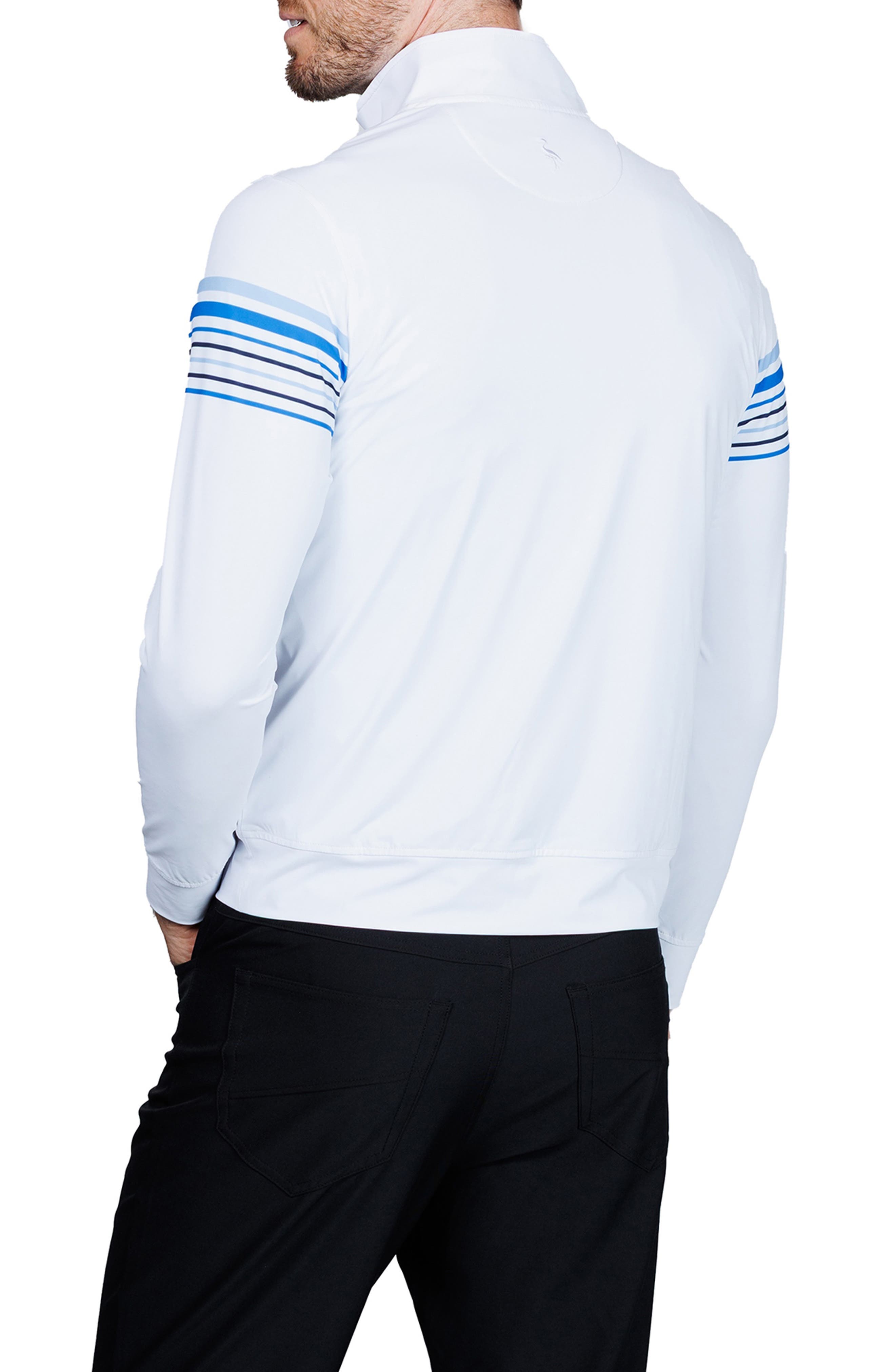 TailorByrd Engineered Stripe Performance Quarter-Zip Polo