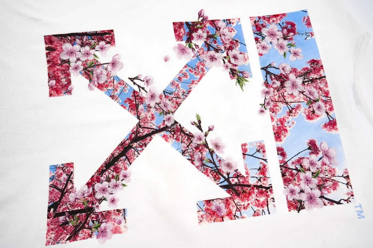 Off-White White Pink Cherry Blossom Arrow T-Shirt product photo from LabelPicks