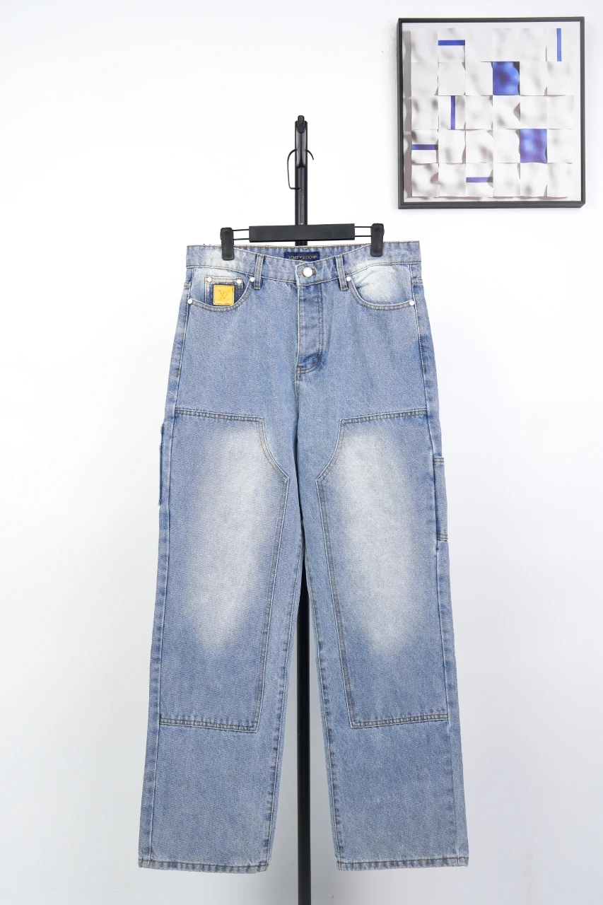 Louis Vuitton Light Blue Stitch Letter Embroidered Denim Pants product photo from LabelPicks