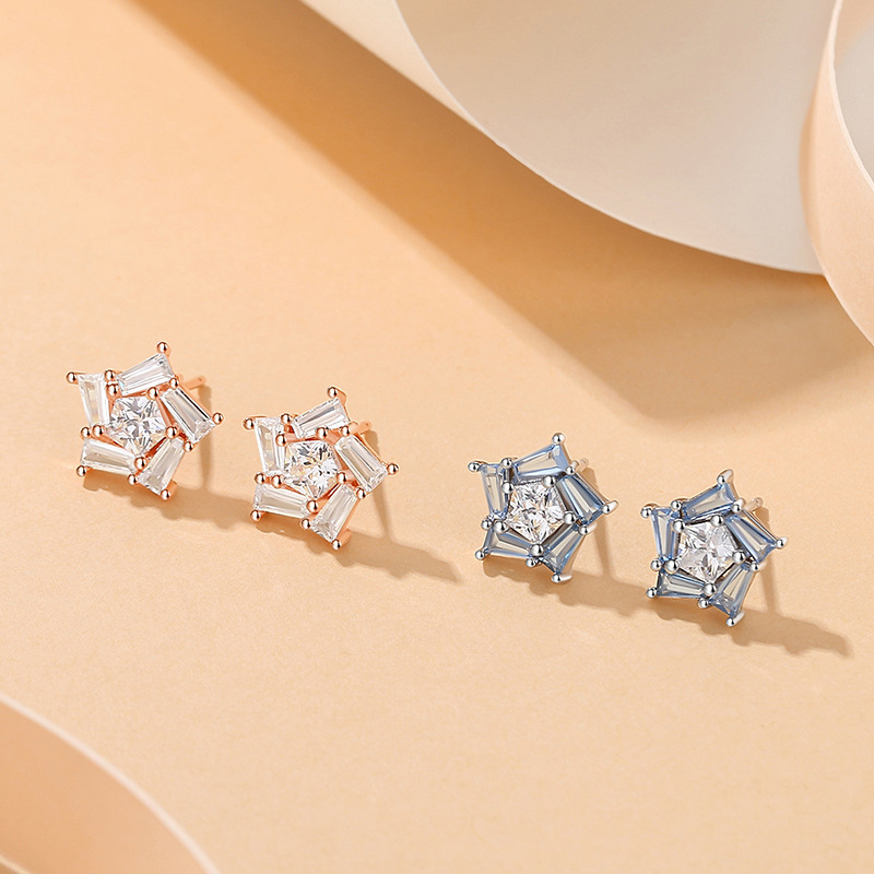 Original star earrings for women, sterling silver, Korean style pentagram earrings, trendy and versatile niche ear accessories, Christmas gift