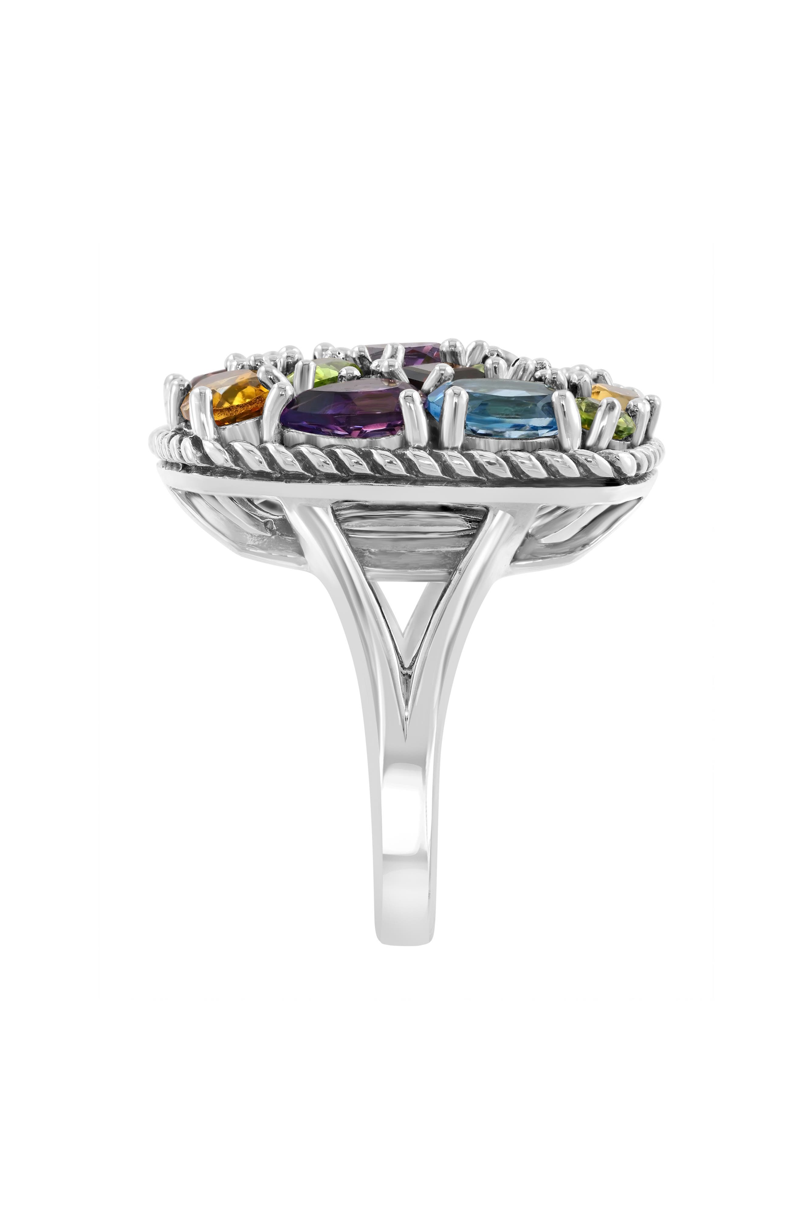 EFFY Sterling Silver Cluster Stone Square Ring