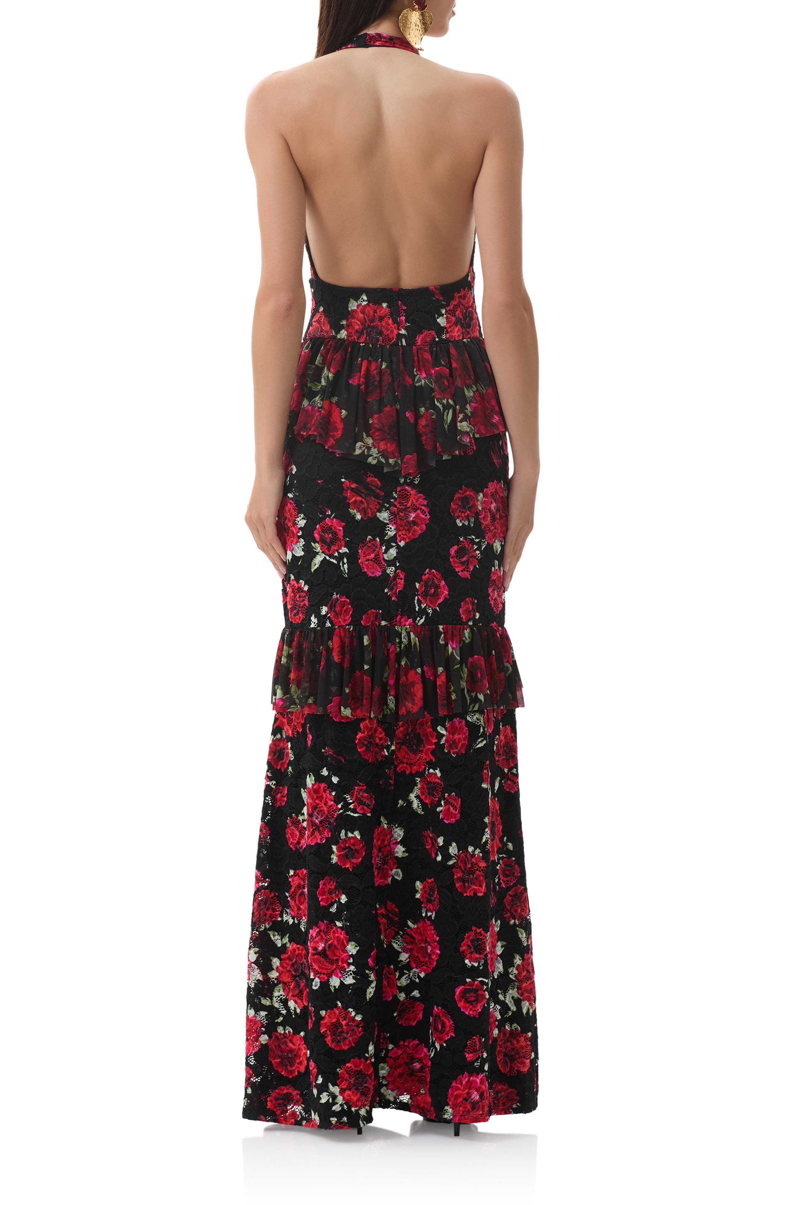 AFRM Athens Floral Print Halter Maxi Dress