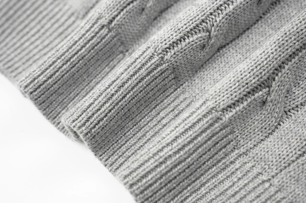 Ralph Lauren Light Grey Pony Embroidered Cable Knit Long Sleeve Polo Sweater product photo from LabelPicks