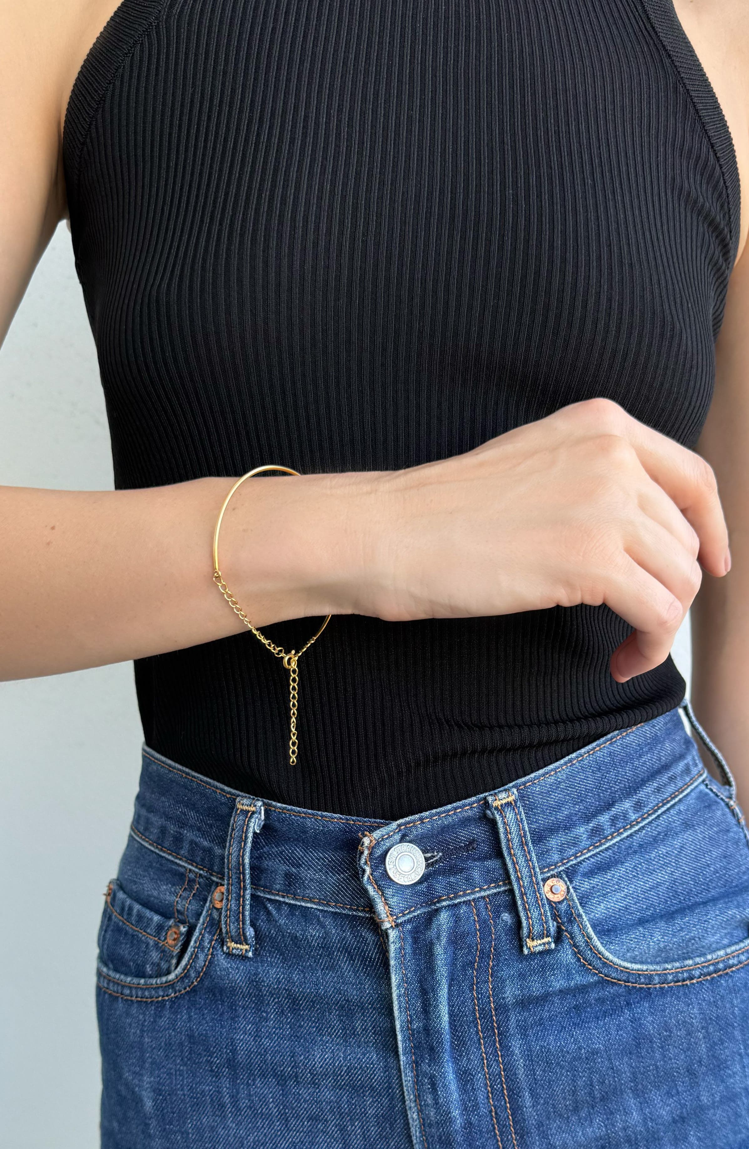 Adornia 18K Gold Plated Curved Bar Bracelet