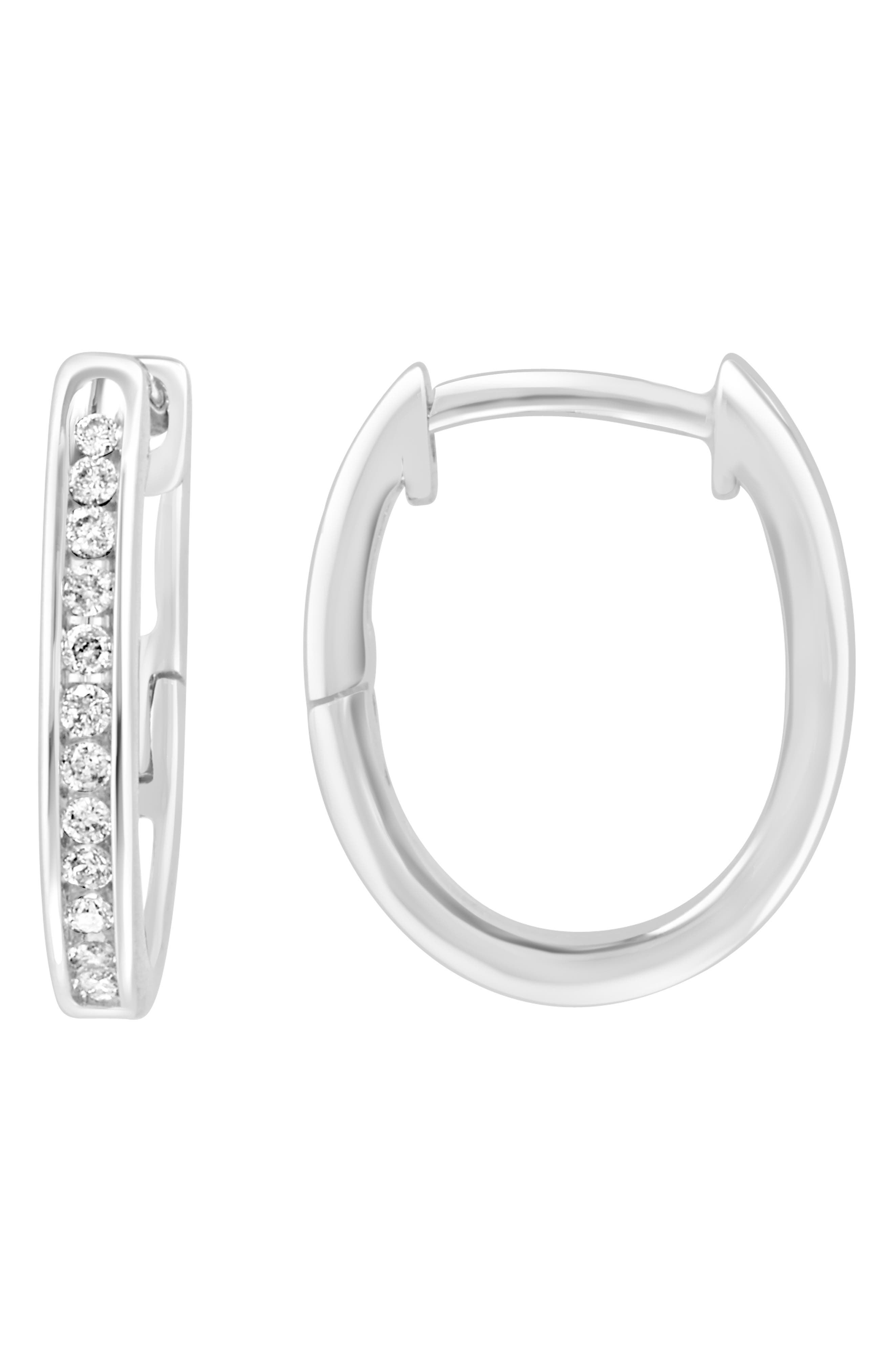 EFFY Sterling Silver Diamond Huggie Hoop Earrings