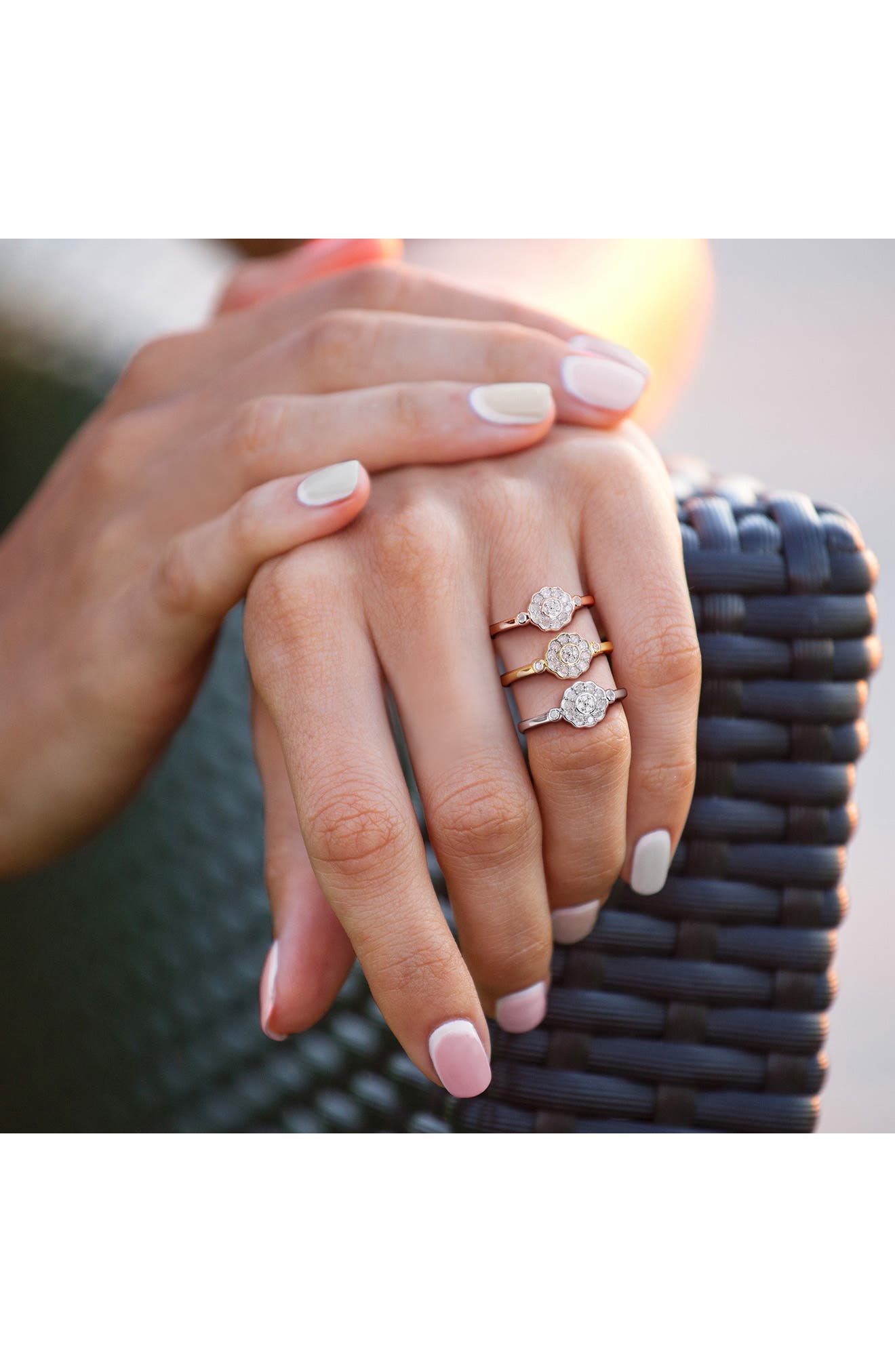 DELMAR 3-Piece Assorted Diamond Flower Rings