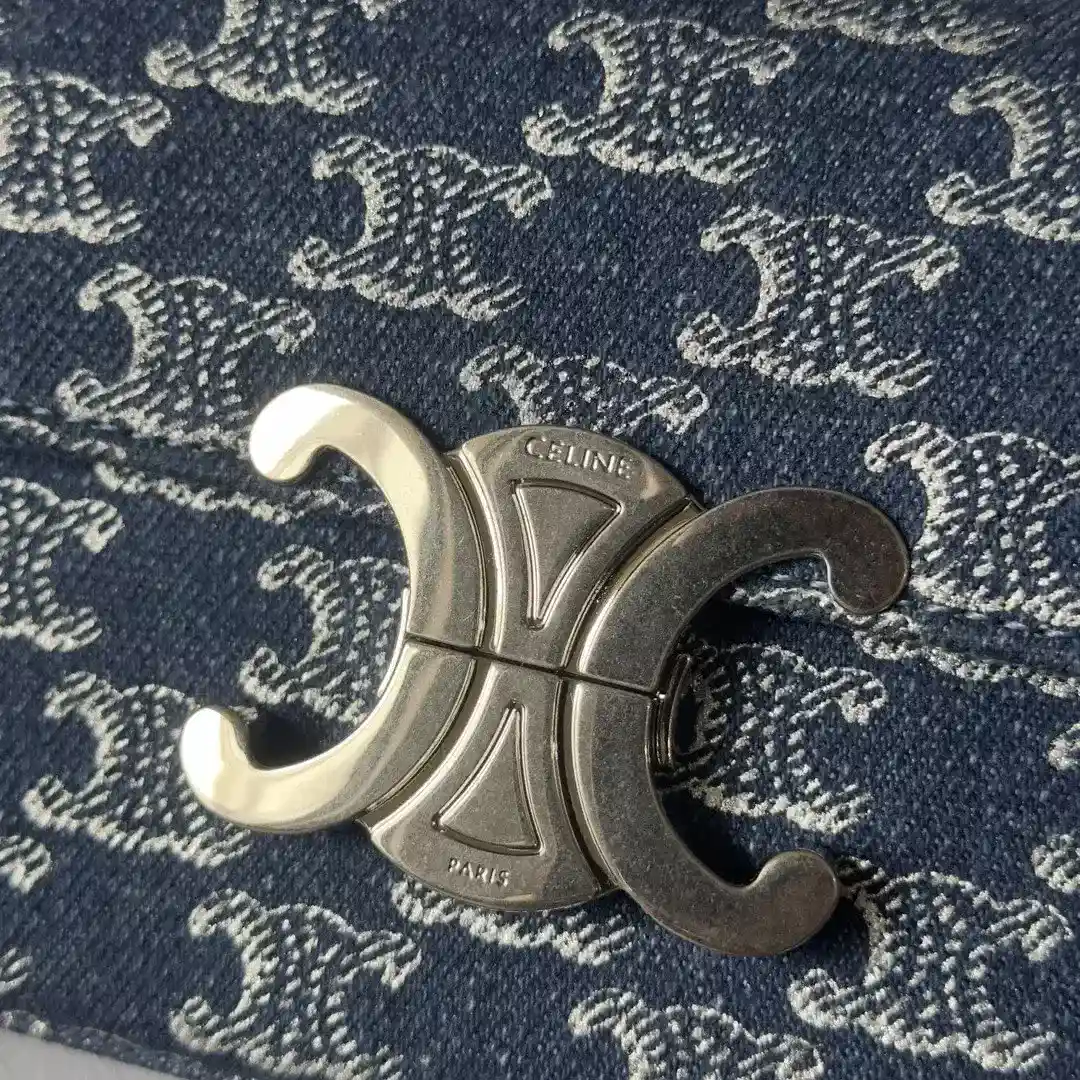 Celine Silver Triomphe Denim Shoulder Bag product photo from LabelPicks