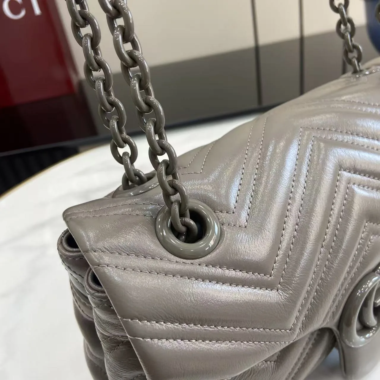 Gucci Grey Marmont GG Supreme Canvas Shoulder Bag product photo from LabelPicks