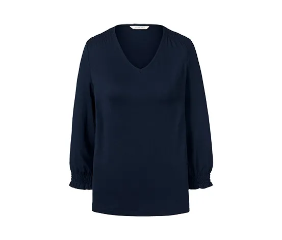 Blusenshirt mit 3/4-Arm, dunkelblau