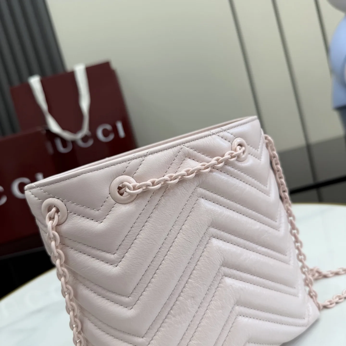 Gucci Marmont Pink GG Supreme Canvas Bucket Bag product photo from LabelPicks