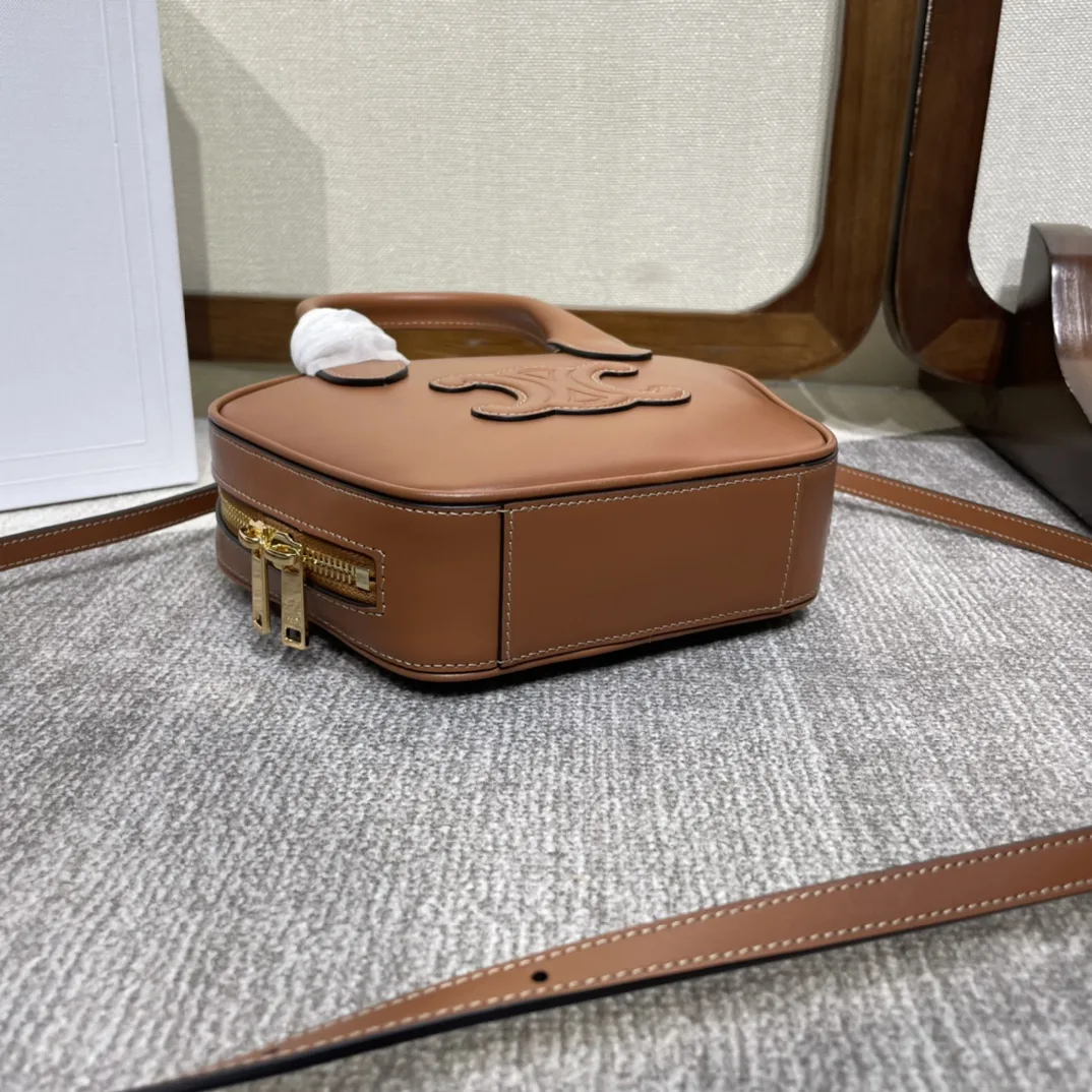 Celine Brown Triomphe Calfskin Top Handle Bag product photo from LabelPicks