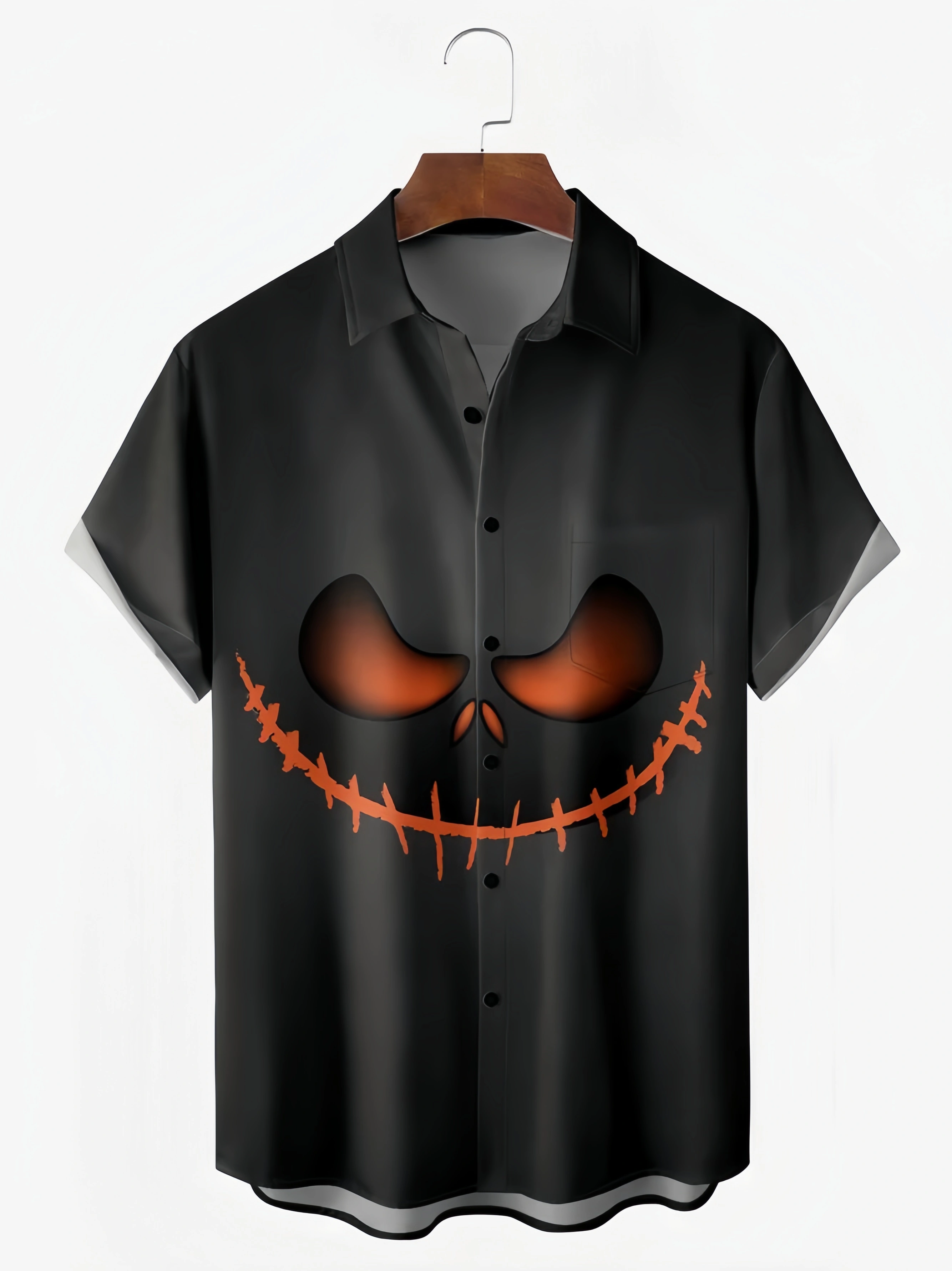 Halloween Ghostface Chest Pocket Short Sleeve Holiday Shirt