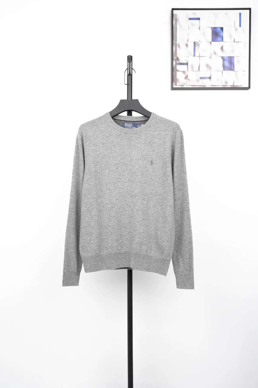 Ralph Lauren Grey Pony Embroidered Ribbed Crewneck Sweater product photo from LabelPicks