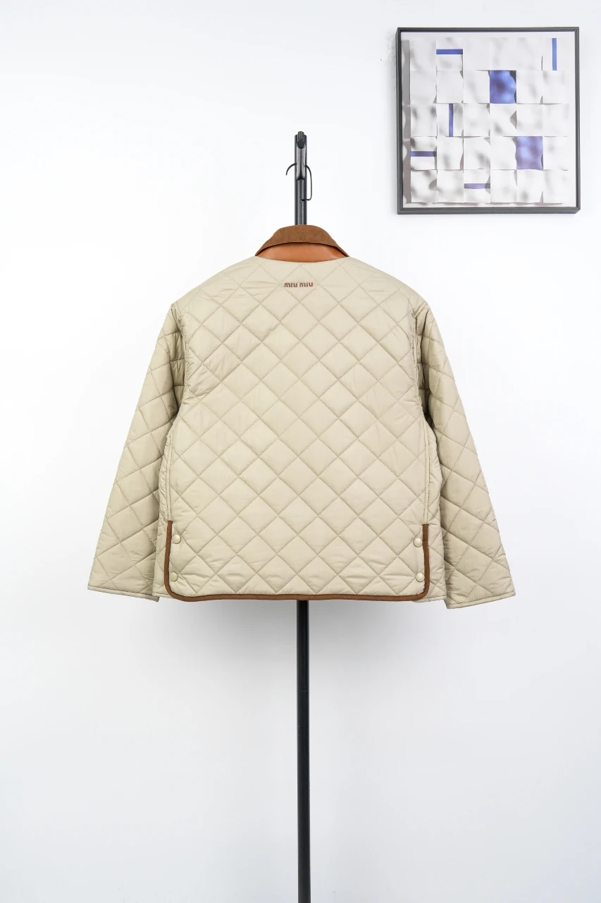 Miu Miu Beige Diamond Quilted Padded Jacket product photo from LabelPicks