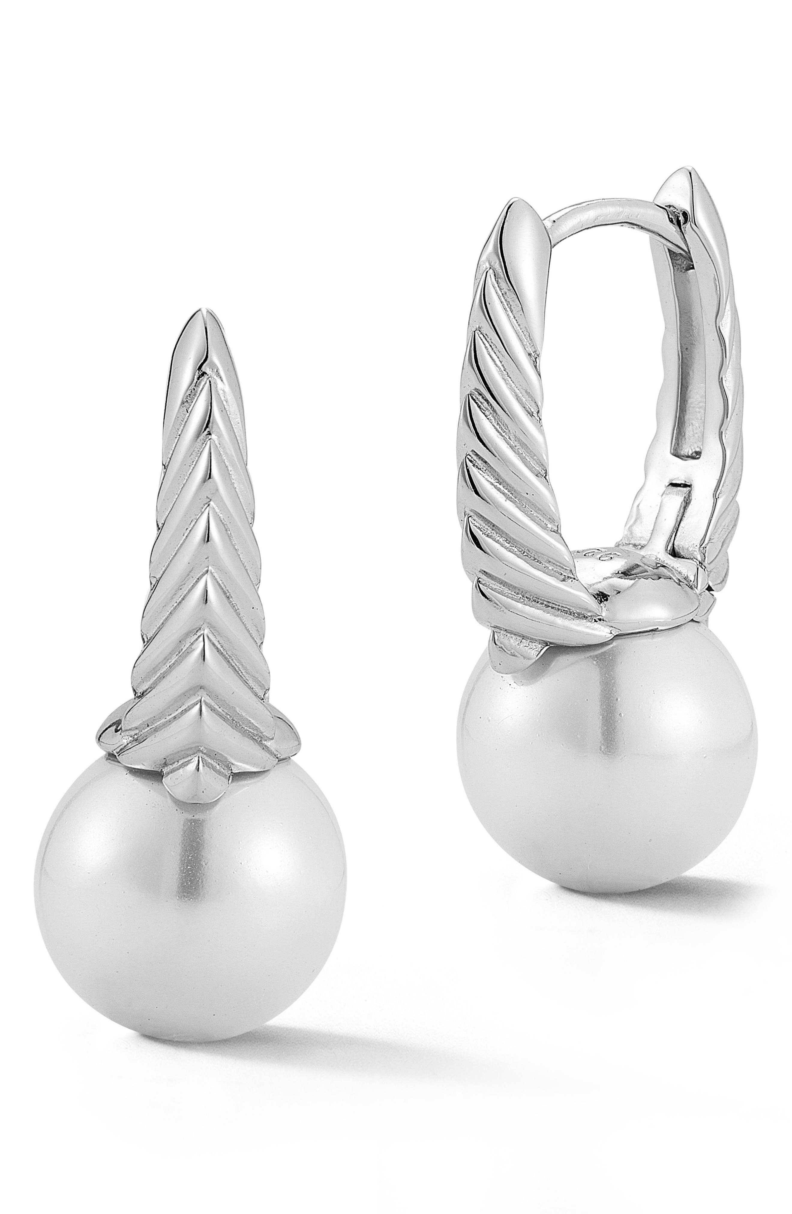 SPHERA MILANO 10-10.5mm Cultured Pearl Huggie Hoop Earrings