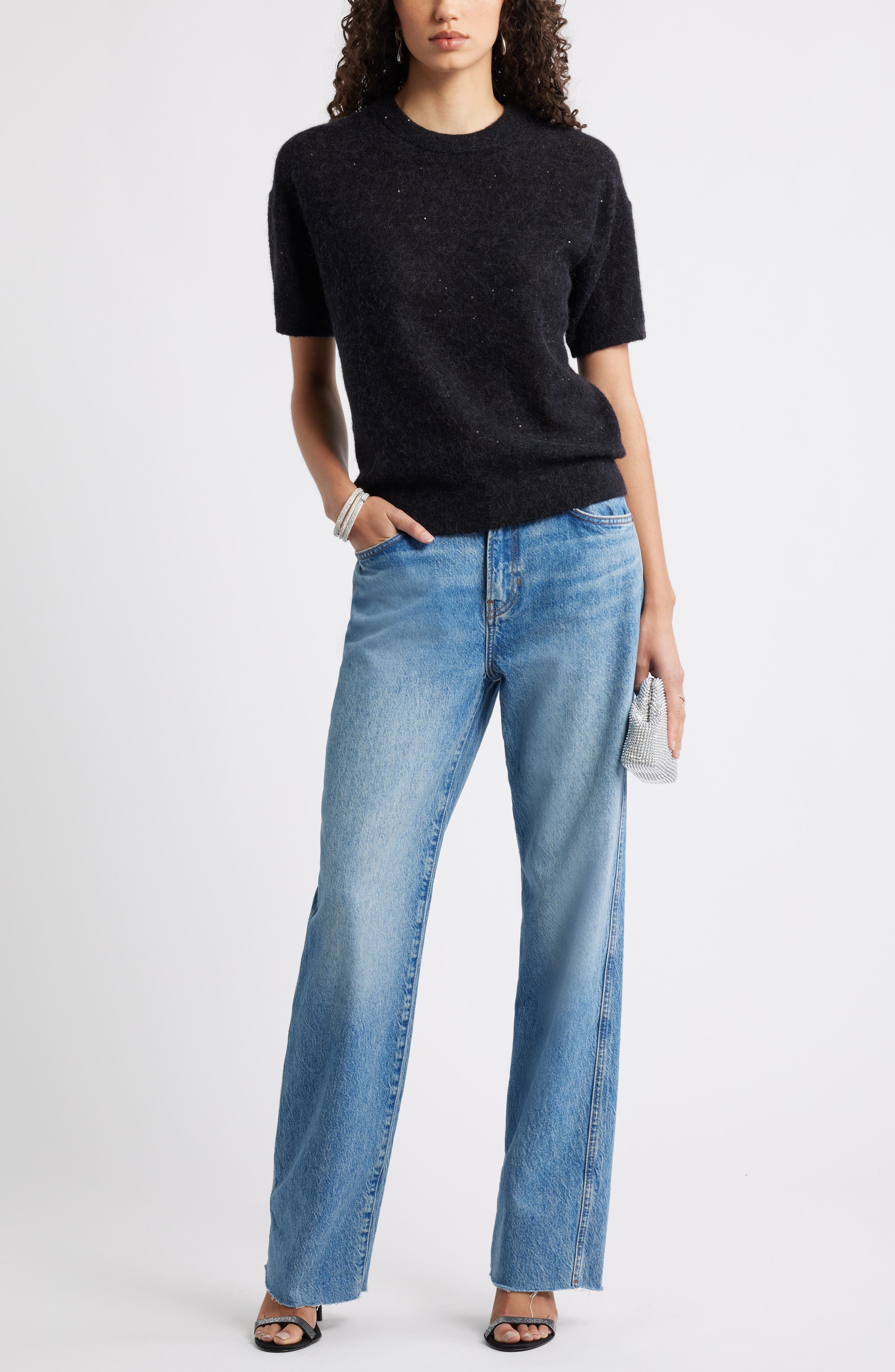 Nordstrom Short Sleeve Sequin Sweater